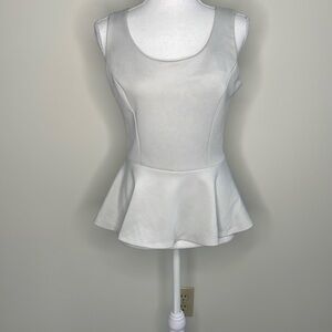 Needle & Thread Flared Light Gray Peplum Top. Medium